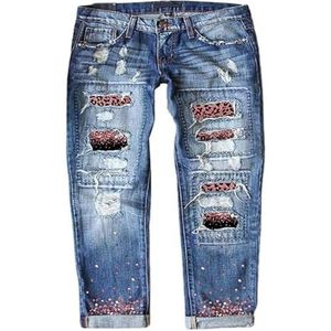 Cropped Jeans For Dames Rechte Jeans Y2K Vintage Broek Met Zakken Van Slank Stretchdenim For Wandelen(Blue E,3XL)