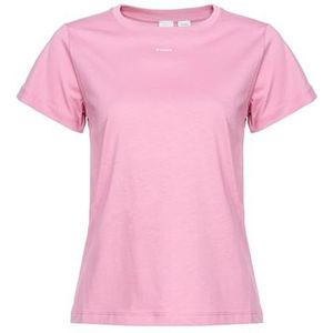 Pinko Basic T-shirt voor dames met mini-logo op de borst van katoenen jersey kleur roze, Zie foto's., M