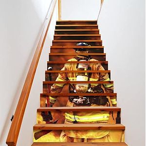 Brandweerman in brandweer trap stickers zelfklevende trap verhoger stickers trap muurschilderingen muurstickers decor 1 set