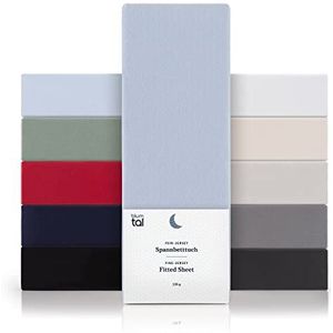 Blumtal Hoeslaken - Fitted Sheet - Jersey - Katoen -  140 x 200 x 30 cm - Lichtblauw - Set van 2
