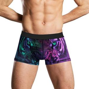 Tiger met Groene Ogen Galaxy Heren Ondergoed Ademend Boxer Slips Zachte Stretch Boxers Trunks