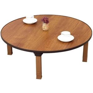 HRTLSS Lage ronde salontafel, ronde opvouwbare thee-salontafel, Japanse stijl lage tafel, eettafel, studeertafel, klein bureau, om op de vloer te zitten slaapkamer erker theesalon