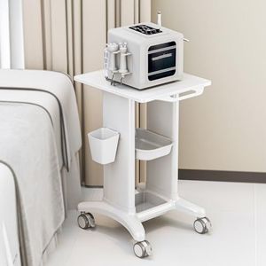 Opbergwagen voor spa-schoonheidsapparatuur, ABS-schoonheidsinstrumentenwagen met 4 stille zwenkwielen met rem, extra grote mobiele opbergwagen met bovenpaneel, voor gezichtsverzorging