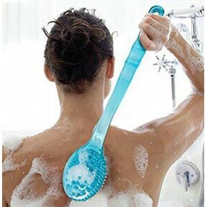MUMENG Rugborstel met zachte vacht en massage lichaamsborstel, douche doucheborstel met lange steel, badborstel voor het verwijderen van dode huid, cellulitis, verbetert lymfefuncties (blauw)