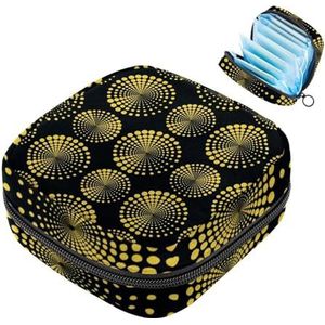 MUOOUM Maandverband Opbergtas, Cirkel Dots Goud Patroon Menstruatie Cup Pouch, Draagbare Maandverband Pads Opbergzakken Vrouwelijke Menstruatie Eerste Menstruatie Tas voor Tiener Meisjes Vrouwen Dames