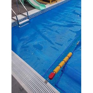 SAFWELAU Stofdichte zwembadbeschermer zwembadafdekking 20 miljoen zwembadisolatiedeken, bubbelafdekking, bubbel-kant naar beneden (kleur: blauw, maat: 2,4 x 4,3 m)