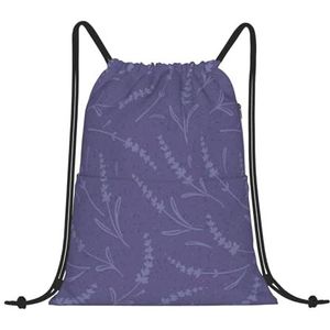 EgoMed Trekkoord Rugzak, Rugzak String Bag Sport Cinch Sackpack String Bag Gym Bag, Lavendel Patroon, zoals afgebeeld, Eén maat