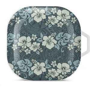 Vintage Hibiscus bloemen met tribal oordopjes hoesje compatibel met Samsung harde shell beschermhoes wit stijl