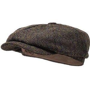 Borges & Scott Lomond Newsboy Cap - 100% Handgeweven Wol - Harris Tweed - Waterbestendig, Koffie, S