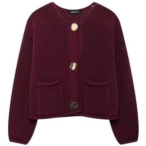 Polyester Oversized V-hals Vest Vrouwen Grof Gebreide Open Front Lange Mouw Getextureerde Weave Lounge Dragen Herfst Gelaagde Stuk Gezellige Lezen Compan, Bruin_l, One size