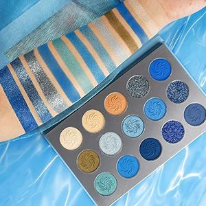 Oogschaduw Palette Blue Matte Shimmer Bedenken,Afflano High Pigment Langdurige Pallet Eyeshadow,Glitter Zilver Donkergrijs Naakt Rokerig Zacht Glam Metallic Crème Bright Girl Dames Vegan Eye Shade