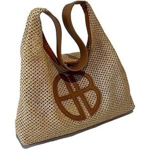 Strand Tas Stro Tote Bag Tassen Vrouwen Luxe Handtassen Gratis Vrouwelijke Grote Capaciteit Licht Vrouwen Lente Zomer Schouder Hand Stro Tas, Khaki Bruin, Eén maat