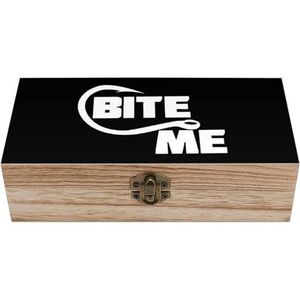 Bite Me Vissen Houten Craft Opbergdozen met Deksels Keepsake Schat Sieradenkistje Organizer