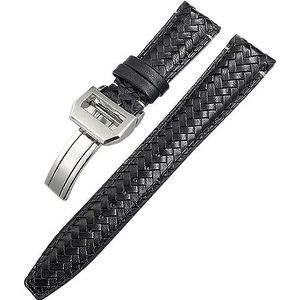 INSTR Gebogen End Koeienhuid Geweven Horlogeband Fit Voor IWC Portugieser Piloten Lederen Horlogebandje 20mm 21mm 22mm (Color : 26mm, Size : 22mm)