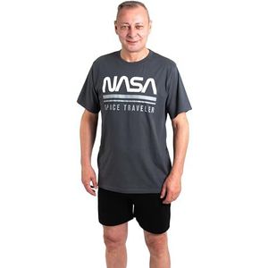 NASA Pyjama voor mannen - Space Traveler Pyjama Set Korte Mouwen Top met Broek Grijs, grijs, M