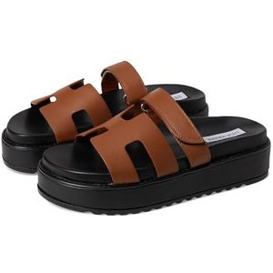 Steve Madden Bigmayven Wedge sandaal voor dames, Cognac leer, 40 EU