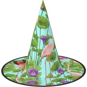 SSIMOO Flamingo Love Flowers Halloween-feesthoed, grappige Halloween-hoed, brengt plezier op het feest, maak je de focus van het feest