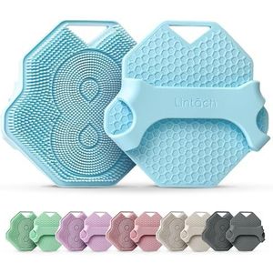 Lintach Siliconen bodyscrubber - Douche-exfoliërende lichaamsscrubber, ergonomische siliconen doucheschrobbers voor mannen, herbruikbare, hygiënische badloofah voor een gladde huid, hemelsblauw