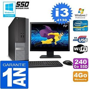 Dell PC 3020 SFF Core I3-4130 RAM 4 GB harde schijf 240 GB SSD WiFi W7 display 19 inch (gereviseerd)
