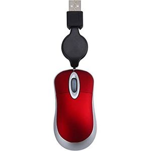 USB intrekbare kabel mini optische muis - draagbare bedrade micro trace ergonomie ontwerp muizen geweldig voor reizen en gaming voor laptop computer pc, 4,5 * 2,5 * 7,5 cm (muis), 80 cm (kabel) (rood)