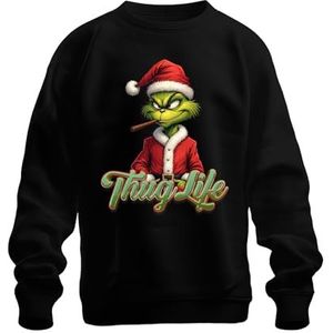 Thug Life Grinch Joint Weed Cannabis Kiffen - Kerstmis Xmas Unisex kersttrui, zwart, M