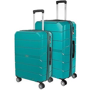JASLEN - Koffer Set - Koffers Set - Stevige kofferset 3 stuks - Reiskoffer Set. Set van 3 Trolley koffers (Handbagage Koffer, Middelgrote koffer en Grote Koffer). Kofferset Delige. Lichtgewich, Groene