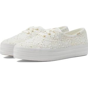 Keds Point Lace Up Sneaker voor dames, Crème Kant Vieringen, 37.5 EU