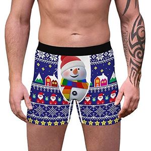 Oduo Heren Grappige Boxers Shorts Nieuwigheid 3D Kerst Gedrukt Boxer Slips Zachte Polyester Ademend Gepersonaliseerde Ondergoed Trunks Regular M-XXL, Cadeau voor Vriend, Gebreid patroon, M