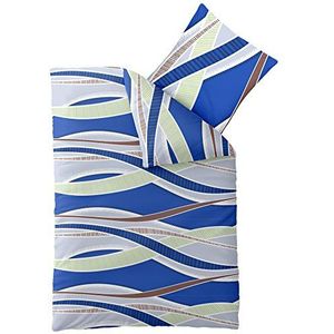 aqua-textiel 4-seizoenen beddengoed satijn katoen dekbedovertrek met kussensloop 80x80 Spirit Joana blauw