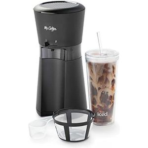 Mr. Coffee IJskoffiezetapparaat met herbruikbare beker en koffiefilter, zwart, frustratievrije verpakking