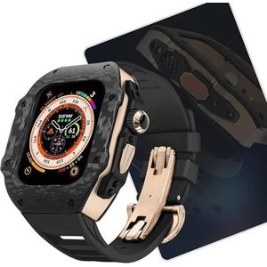OFWAX Koolstofvezel Horloge Case, Voor Apple Watch Ultra 8 49mm 7 SE 6 5 4 SE 45mm 44mm Serie Band Luxe Gemodificeerde Horloge Case, 44MM, agaat