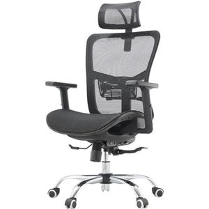 SAFWELAU Armstoel Bureaustoel Ergonomische mesh bureaustoel met hoofdsteun, verstelbare armleuningen, hoge rug draaibare bureaustoel voor thuiskantoor (kleur: zwart)