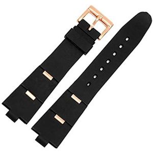 Horlogeband Man Rubber Vervanging Horlogeband Band Compatibel Met 22x8mm 24mm X 8mm (Color : Black - Rose Gold, Size : 24mm)
