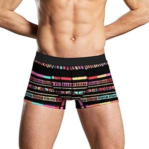 Gekleurde Strepen Tribal Zacht Heren Ondergoed Comfortabele Ademend Fit Boxer Slips Shorts XL