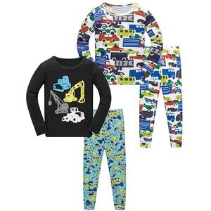 LOLPIP Jongenspyjama met lange mouwen, 4-delig, kleine kinderen, nachtkleding, pyjamaset, 2-14 jaar, 5 Jaar
