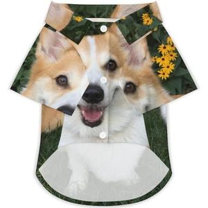 Leuke Corgi Grappige Hond Shirt Button Down Hawaii Shirt Grappige Doek Huisdier Ademend T-shirts Gift voor Kleine Honden En Katten