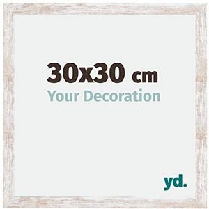Your Decoration - Fotolijst 30x30 cm - MDF Fotolijst met Acrylglas - Ontspiegeld Glas - Uitstekende Kwaliteit - White Wash - Catania,