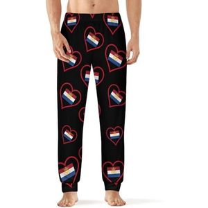 I Love Netherlands Rood Hart Heren Pyjama Broek Zachte Lounge Bottoms Met Pocket Slaap Broek Loungewear