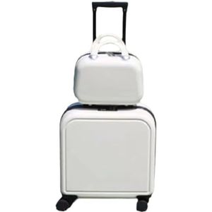 Bagage Koffer Trolley Koffer 2-delige Sets Koffers Met Draaiwielen, Kofferset Met Harde Schaal Reiskoffer Handbagage (Color : C, Size : 18in)