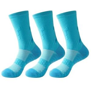 YIJIANUO 1/3 Paar Professionele Heren Basketbal Sokken Met Dikke Handdoek Bodem Ademend Sport Sokken Mannen Lange Badminton Sokken, 3 paar blauw, 38-44
