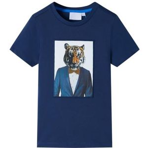 Kindershirt met korte mouwen 140 donkerblauw, kinderkleding, meisjeskleding, leuke kinderkleding, jongenskleding, hippe kinderkleding