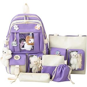 Rugzak set, schattige rugzak voor meisjes, rugzak met -hanger, schooltas meisjes, -schoolrugzak, schattig met schoudertas, pennenzak, boodschappentas, string pouch