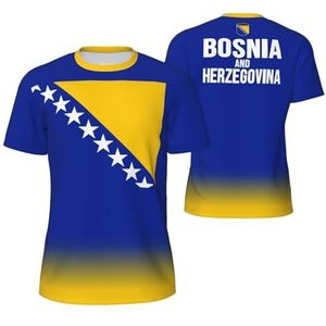 Sport Mesh T-Shirt Bosnië en Herzegovina Vlag voor Running Bike Voetbal Tennis Voetbal Fitness Tees 3D Gedrukt, Meerkleurig, S