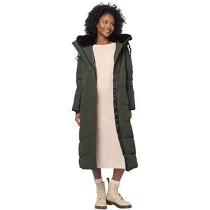 Navahoo Winterjas voor dames, warme winterjas, parka, winterjas, lang, gewatteerd, B976, Dark-Olive, XS