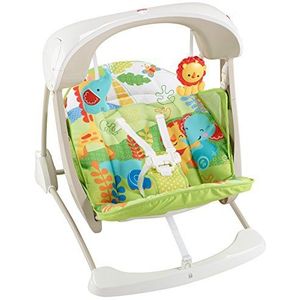 Mattel Fisher-Price CCN92 2-in-1 babyschommel in regenwoud-design, met 6 snelheden, 10 melodieën en 2 rustgevende natuurgeluiden