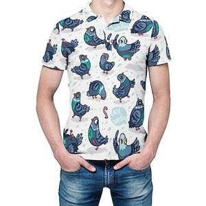 Funny Pigeons Heren Shirt met korte mouwen Golfshirts Regular-Fit Tennis T-Shirt Casual Business Tops