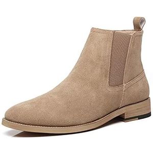 SKINII Men's Boots， Pure lederen koe suede puntschoen mannen laarzen lente retro enkel bruin zandlaarzen for mannen (Color : Khaki, Size : 40)