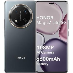 HONOR Magic7 Lite 5G Smartphone, 8 GB, 256 GB, gebogen AMOLED-display, 120 Hz, 108 MP-camera, Android 14, Dual-SIM, Google Play, NFC, zwart