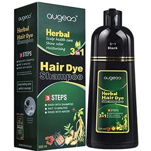 Instant Zwart Haar Shampoo | 500ml Instant Kleurshampoo | 3-in-1 kruidenhaarshampoo, haarkleurverfshampoo, haarkleurdekking Xzbling