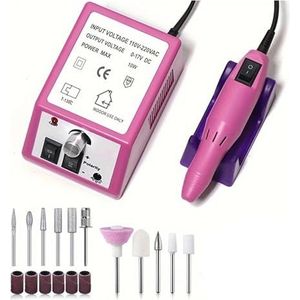 20000 RPM manicure boormachine set elektrische nagelboormachine gel polish remover draagbare nagel polijstmachine apparatuur(Rose Red-Set)